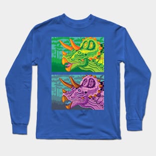 Triceratops (lime + grape) Long Sleeve T-Shirt